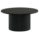 Hamlyn Round Fluted Cocktail Coffee Table Black