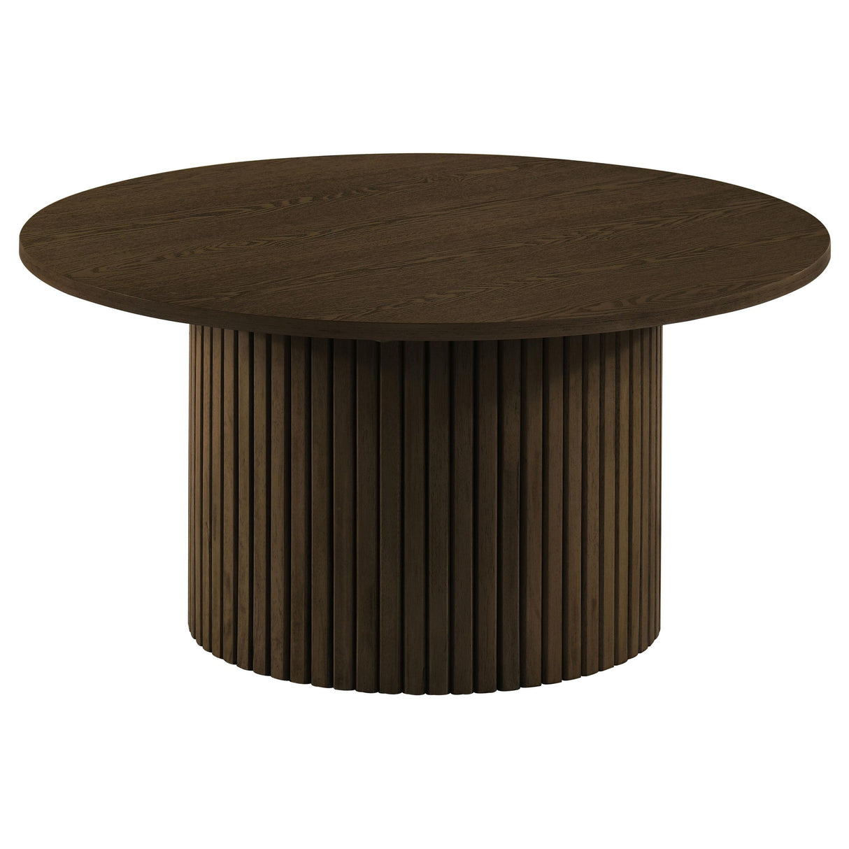 Hamlyn Round Fluted Cocktail Coffee Table in Walnut