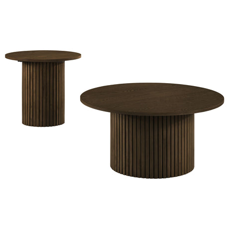 Hamlyn Round Fluted Cocktail Coffee Table in Walnut
