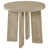 Natural Oak Round End Table in Ash Veneer and Rubberwood