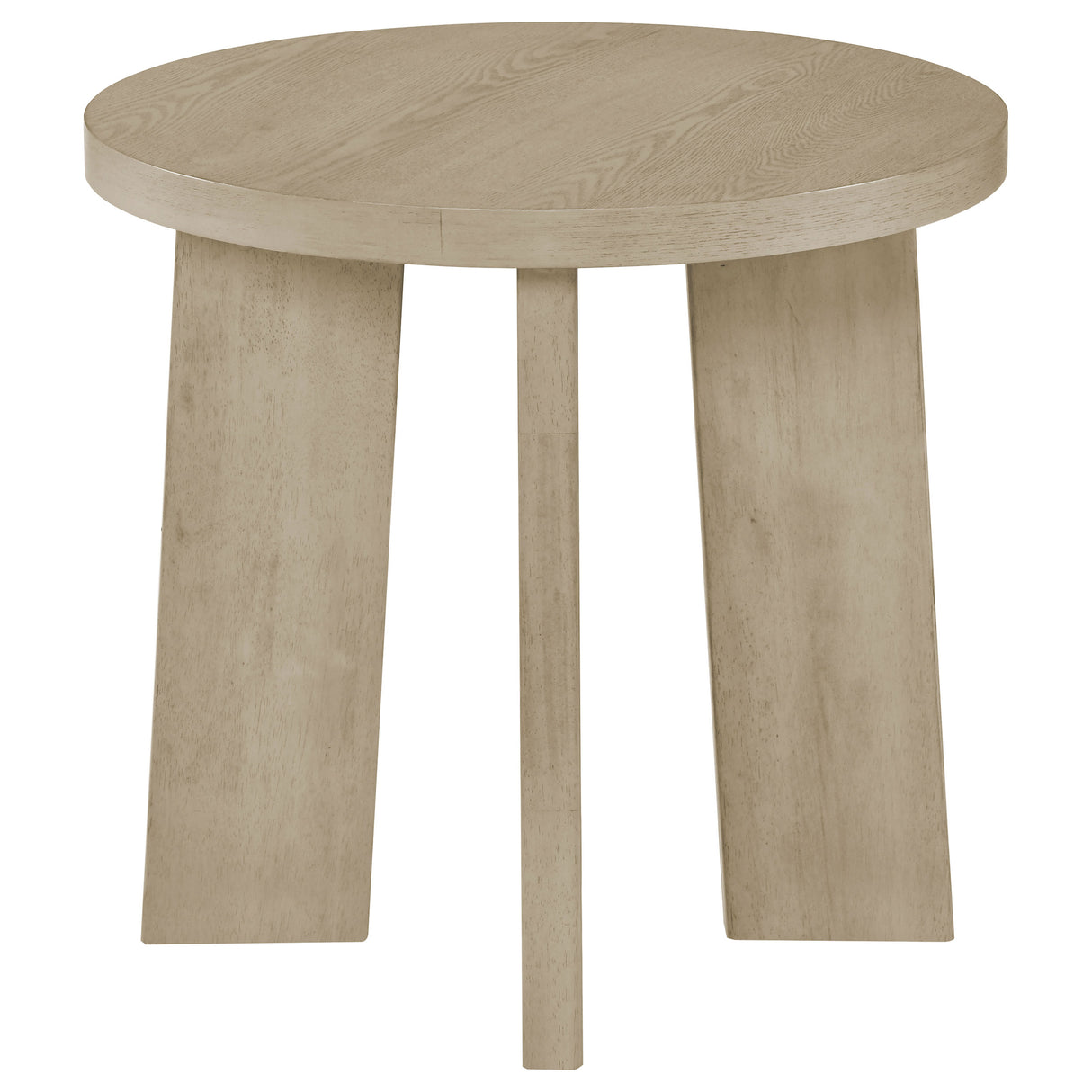 Natural Oak Round End Table in Ash Veneer and Rubberwood