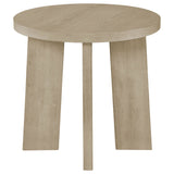 Natural Oak Round End Table in Ash Veneer and Rubberwood