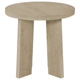Natural Oak Round End Table in Ash Veneer and Rubberwood