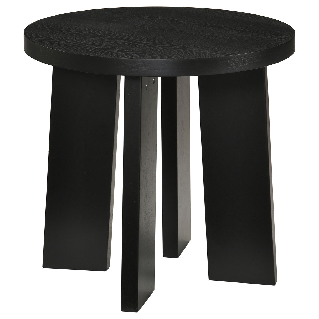 Black Ash Veneer Round End Table with Rubberwood Base