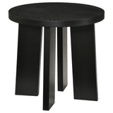 Black Ash Veneer Round End Table with Rubberwood Base