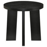 Black Ash Veneer Round End Table with Rubberwood Base
