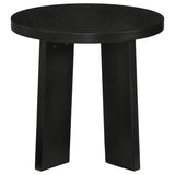 Black Ash Veneer Round End Table with Rubberwood Base
