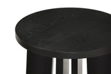 Black Ash Veneer Round End Table with Rubberwood Base