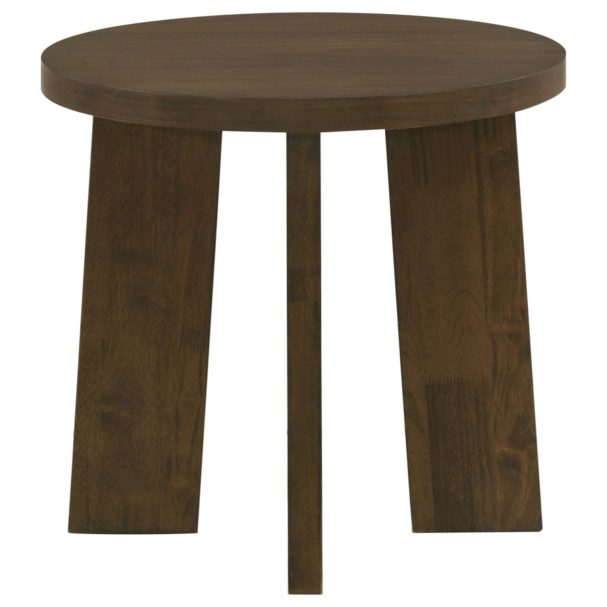 Dark Walnut Round End Table with Walnut Veneer Top