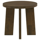 Dark Walnut Round End Table with Walnut Veneer Top