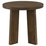 Dark Walnut Round End Table with Walnut Veneer Top