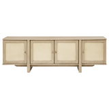 Kailani 79-Inch 4-Door Cane TV Stand, Beige Oak