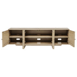 Kailani 79-Inch 4-Door Cane TV Stand, Beige Oak