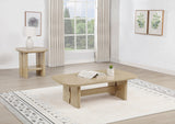 Kailani 2-Piece Coastal Coffee and End Table Set, Beige Oak