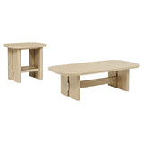 Kailani 2-Piece Coastal Coffee and End Table Set, Beige Oak