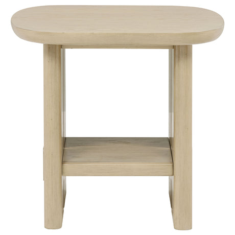Kailani 2-Piece Coastal Coffee and End Table Set, Beige Oak