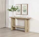 Kailani Coastal Sofa Console Table with Shelf, Beige Oak