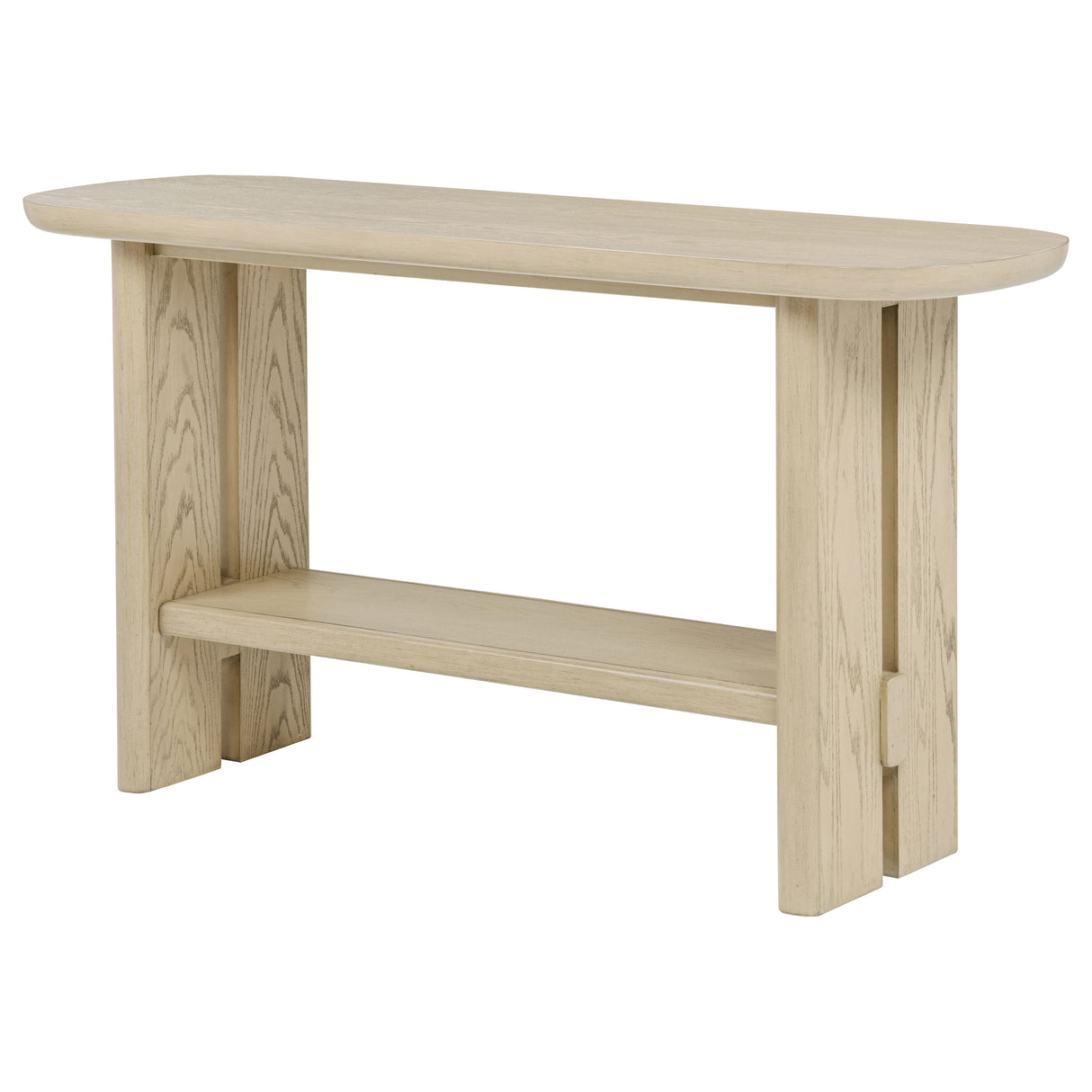 Kailani Coastal Sofa Console Table with Shelf, Beige Oak