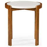 Marble Top & Mango Wood End Table in Brown and White