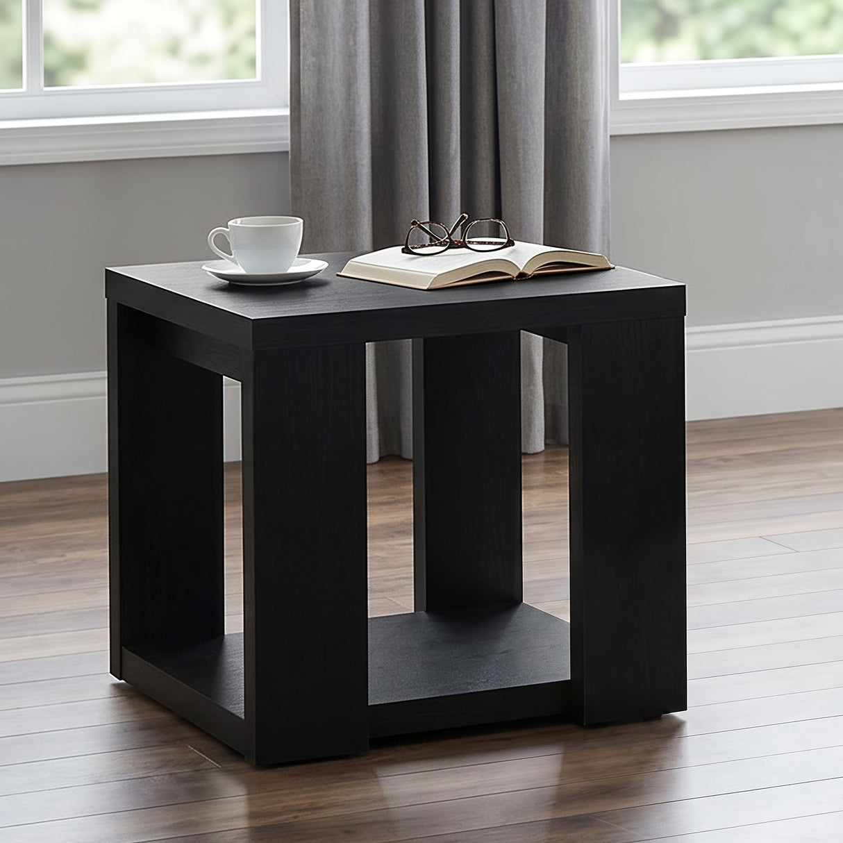 Black End Table with True Square Top