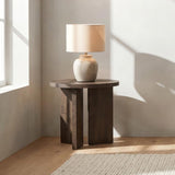 Aragon Round Panel Base End Table - Mango