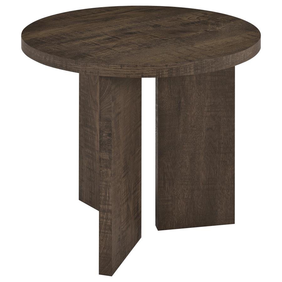 Aragon Round Panel Base End Table - Mango