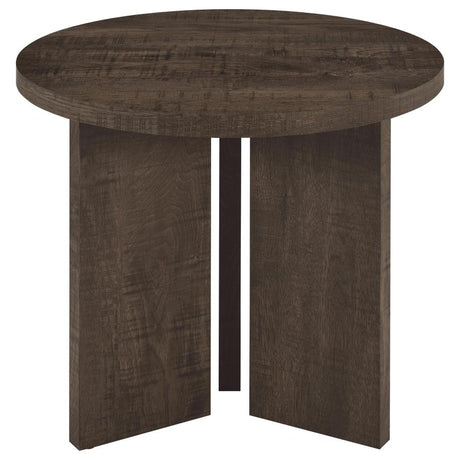 Aragon Round Panel Base End Table - Mango