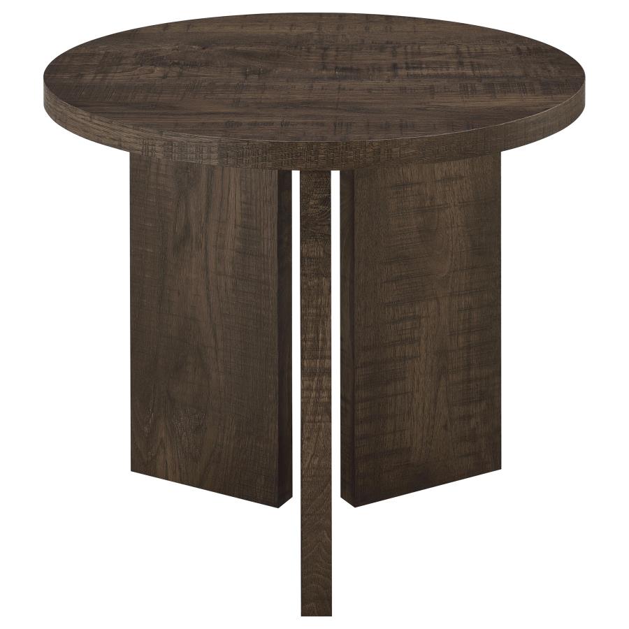 Aragon Round Panel Base End Table - Mango