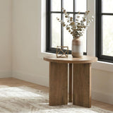 Aragon Round Panel Base End Table - Mango