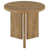 Aragon Round Panel Base End Table - Mango