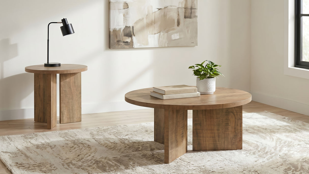 Mango Melamine Round End Table with True Square Edge