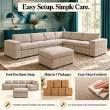 Oversized Modular Sectional Sofa, Reversible With Ottoman