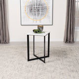 Tobin Square Marble Top End Table, White and Black