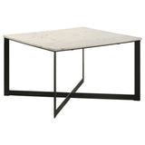 Tobin Square Marble Top Coffee Table, White and Black