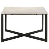 Tobin Square Marble Top Coffee Table, White and Black