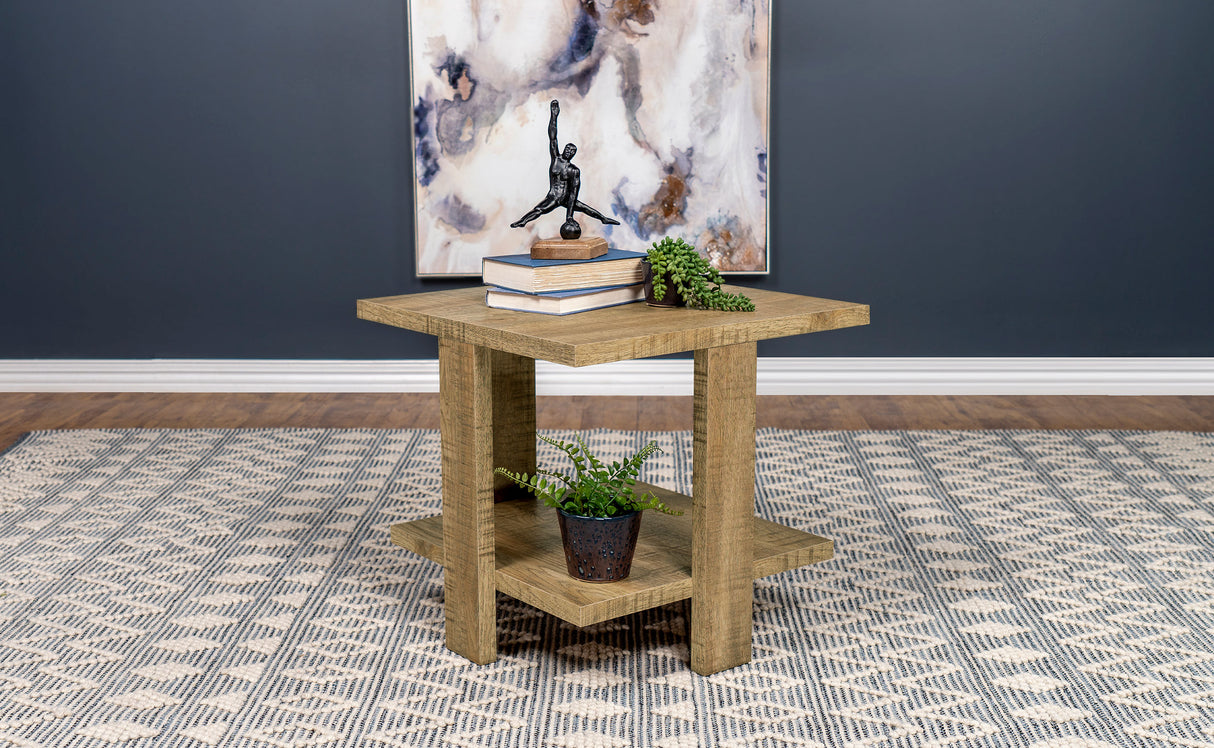 Dawn Square Engineered Wood End Table in Mango Brown