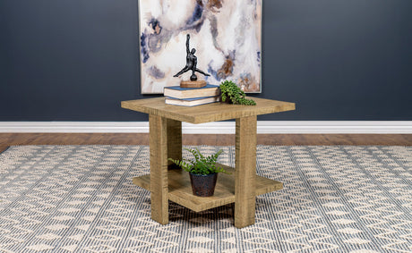Dawn Square Engineered Wood End Table in Mango Brown