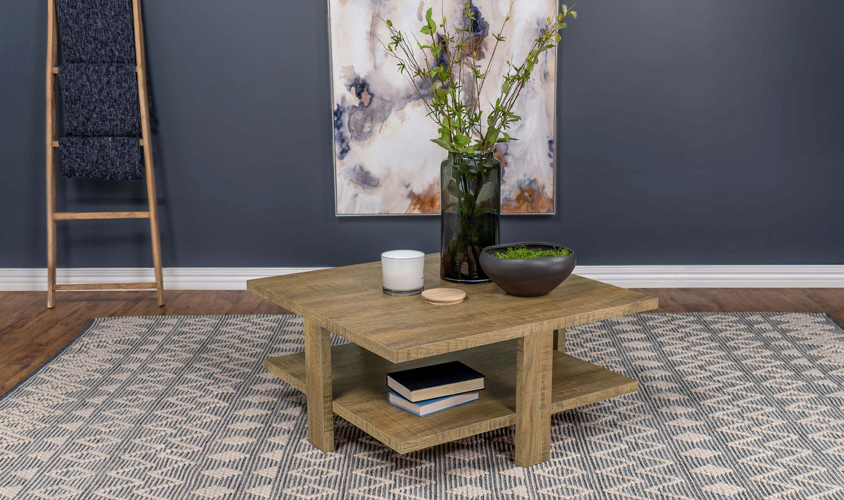 Dawn Square Engineered Wood Coffee Table, Mango Brown
