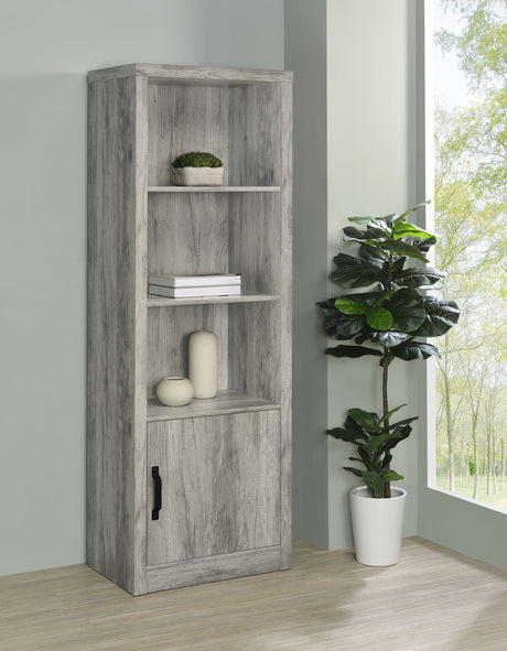 Burke 4-Shelf Media Tower in Grey Driftwood
