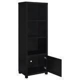 Jupiter 3-Shelf Black Media Tower with Cabinet
