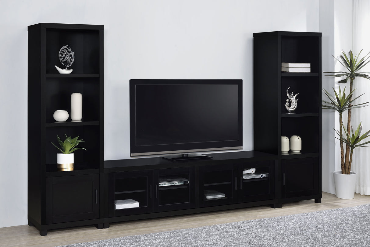 Jupiter 3-Shelf Black Media Tower with Cabinet