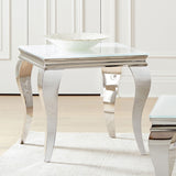 Carone Square Glass Top End Table White Chrome