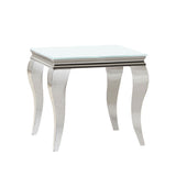 Carone Square Glass Top End Table White Chrome