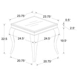 Carone Square Glass Top End Table White Chrome