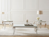 Carone Square Glass Top End Table White Chrome
