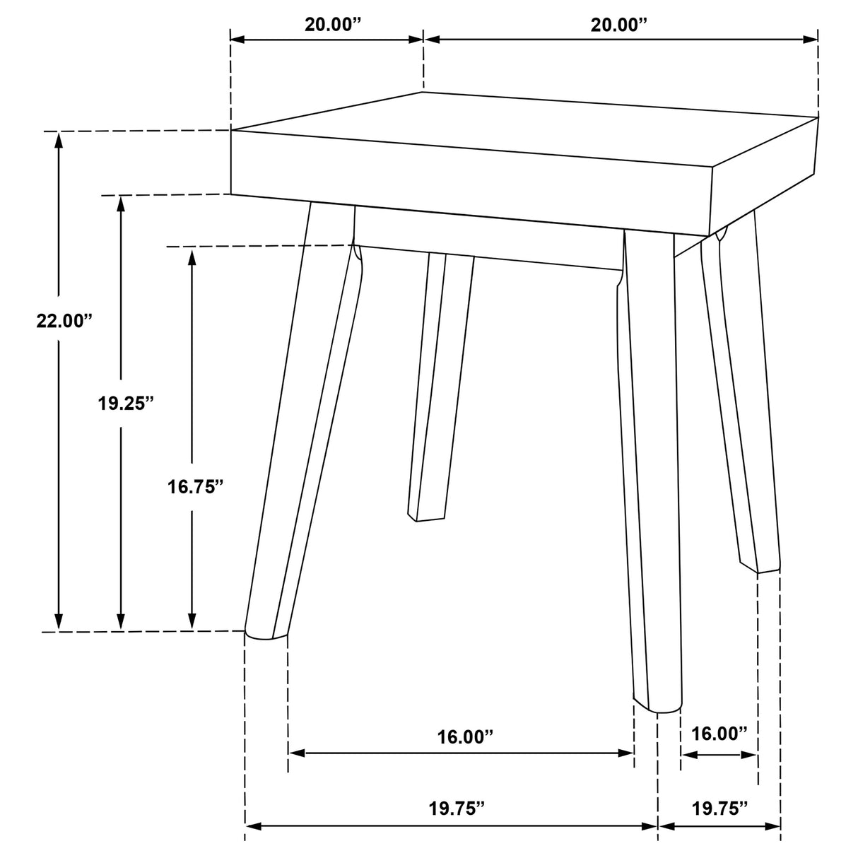 Westerly Square Wood Side End Table in Walnut Brown