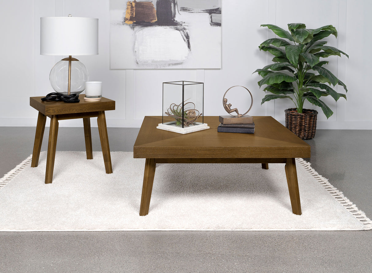 Westerly Square Wood Side End Table in Walnut Brown