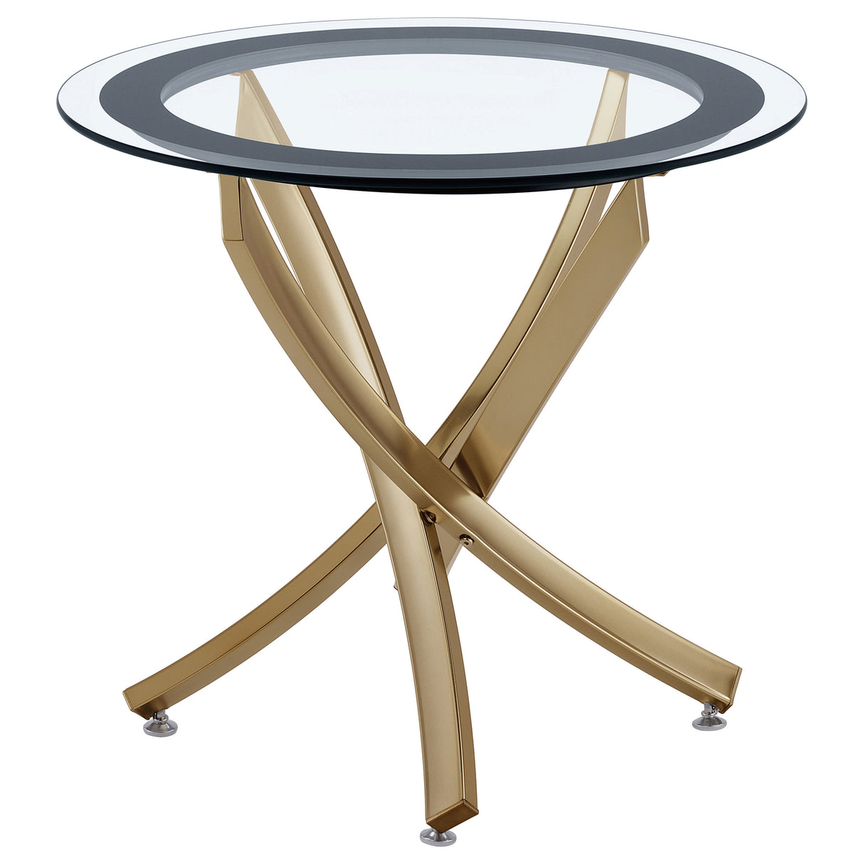 Brooke Round Glass Top Side Table with Rose Brass Metal Base