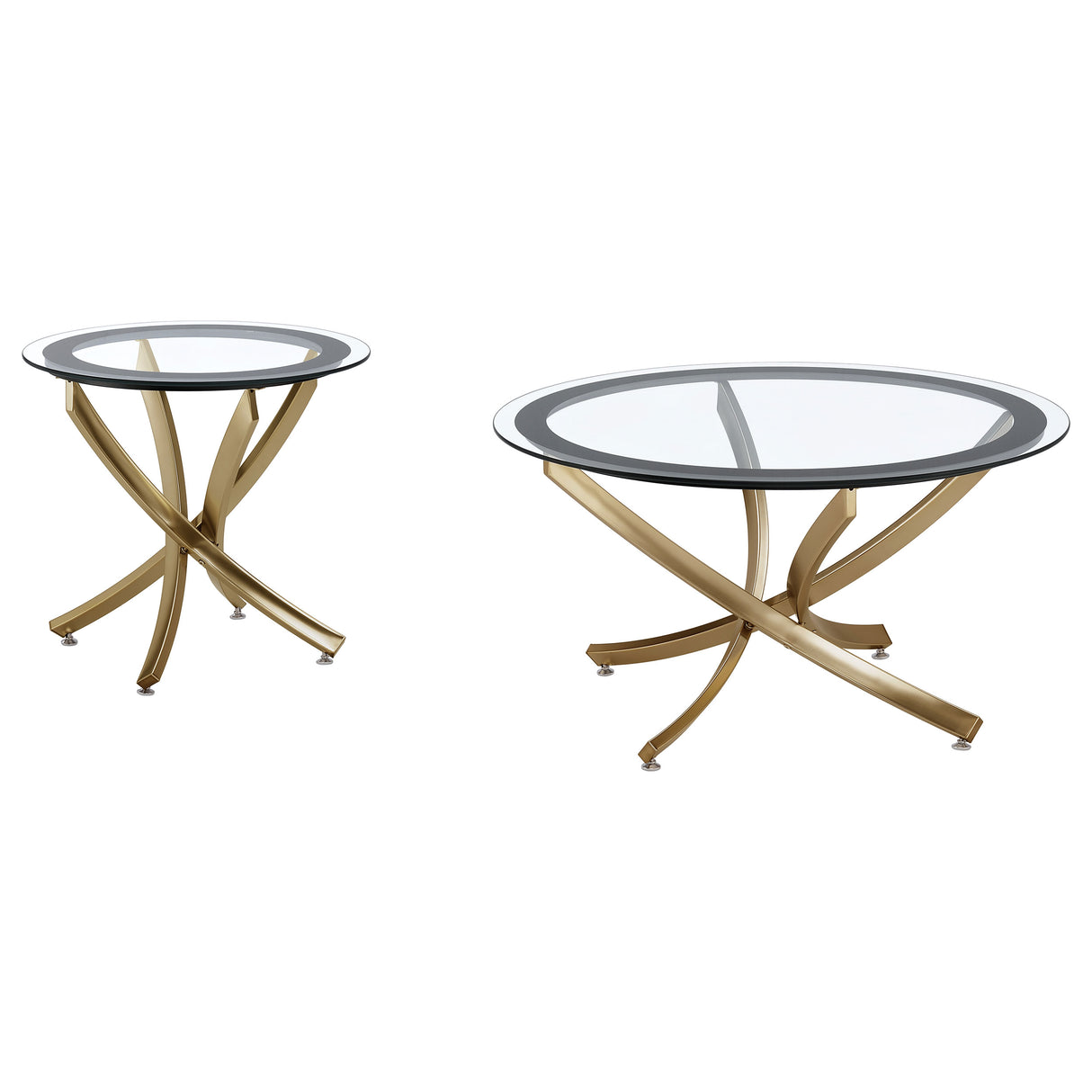 Brooke 2-Piece Round Coffee and End Table Set Rose Brass