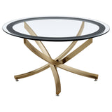 Brooke Round Glass Top Coffee Table with Rose Brass Base